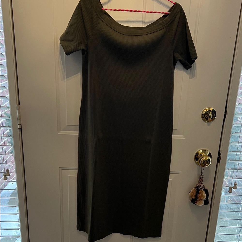 Elegant Khaki Green Dress